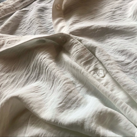 ✨NWOT White Button Up Tie Waist Blouse - Picture 2 of 3